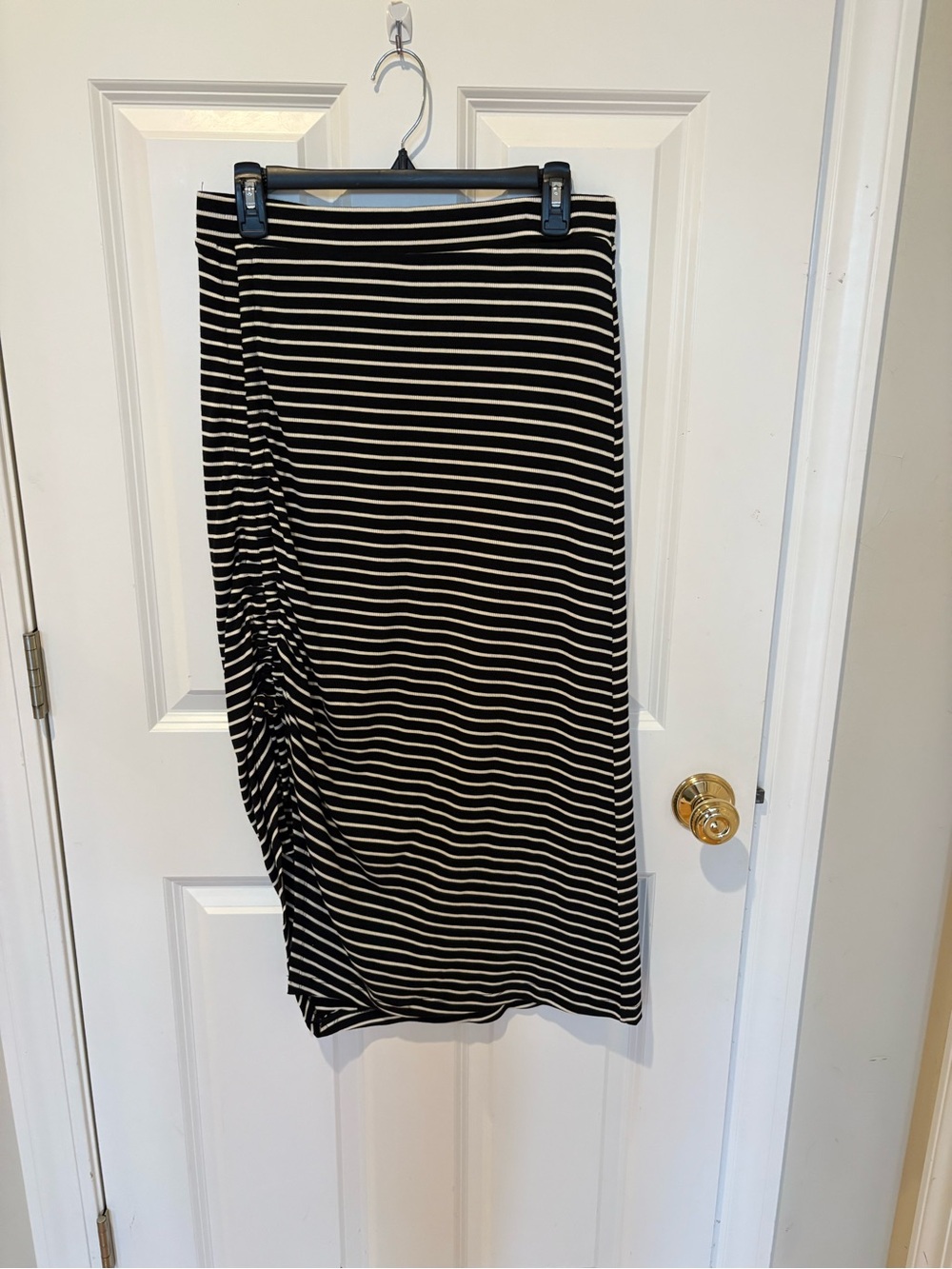 LNA Clothing Black and White Striped Long Skirt, Large